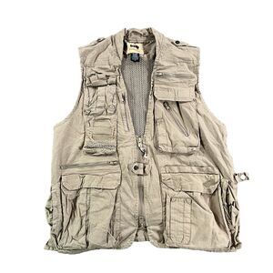 Humvee Men’s Safari Vest Tan Tactical Utility Hunting Fishing Outdoor Vented Lg